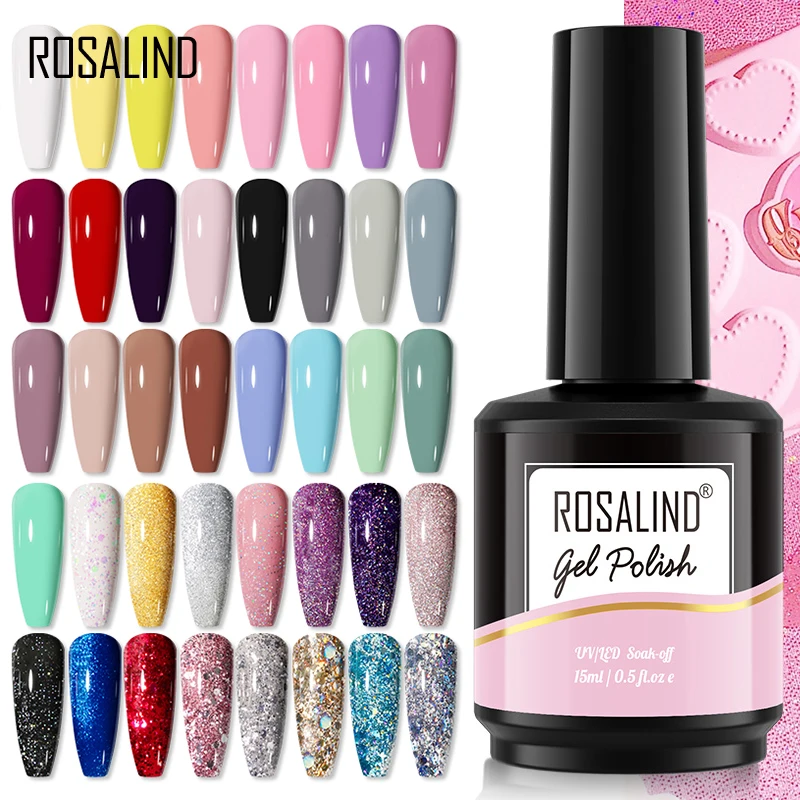 Top Trends: ROSALIND Nail Gel Polish 15ml Pure Color Semi Permanent UV Gel Varnis Hybrid Need Base Top Coat For Nail Art Gel Nail Polish Shoppable Styles