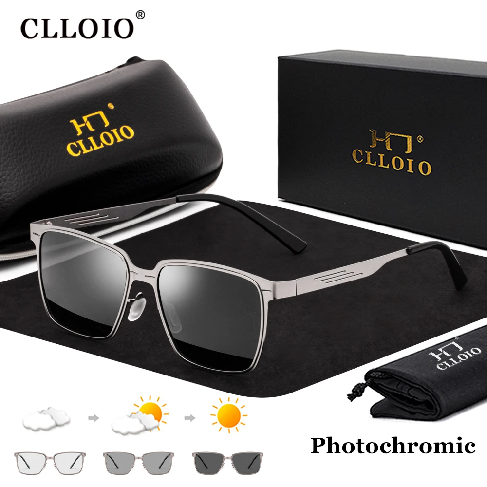 Top Trends: CLLOIO New Design Square Photochromic Polarized Sunglasses For Men Women Fashion Travel Driving Anti-glare Chameleon Sun Glasses Shoppable Styles