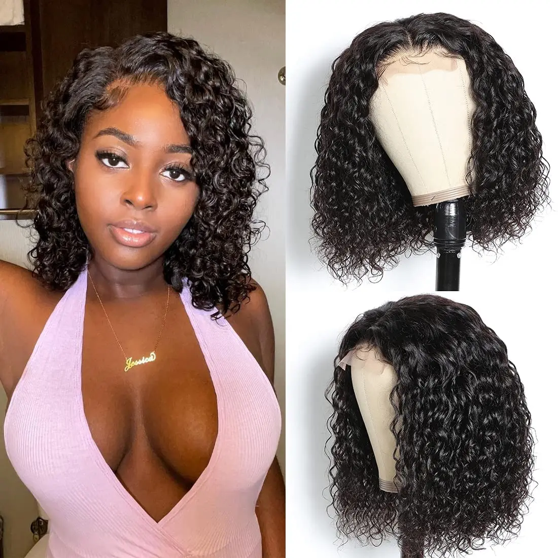 Top Trends: Kinky Curly Short Bob Human Hair Wigs 13x4 Transparent Lace Front Wigs For Women Human Hair Remy T Part Curly Soft Bob Wig Shoppable Styles