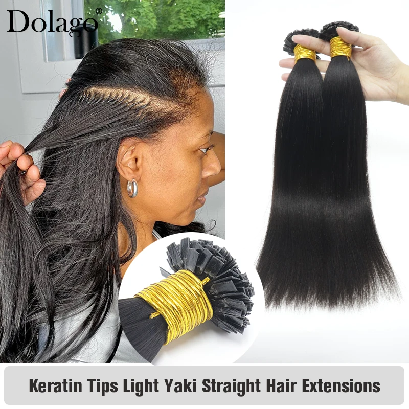 Top Trends: K Tip Fusion Hair Extensions Human Hair Keratin Yaki Straight Hair Bundles I Tip Microlinks Hair Extensions Black Women Dolago Shoppable Styles