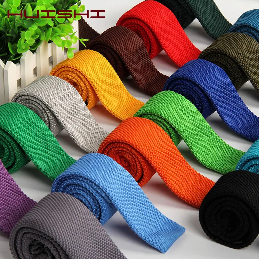 Top Trends: HUISHI Knitted Ties For Men Slim Fashion Neckties Plain Black Red Knit Tie Men Women Wedding Daily Casual Neck Knitted Cravatas Shoppable Styles