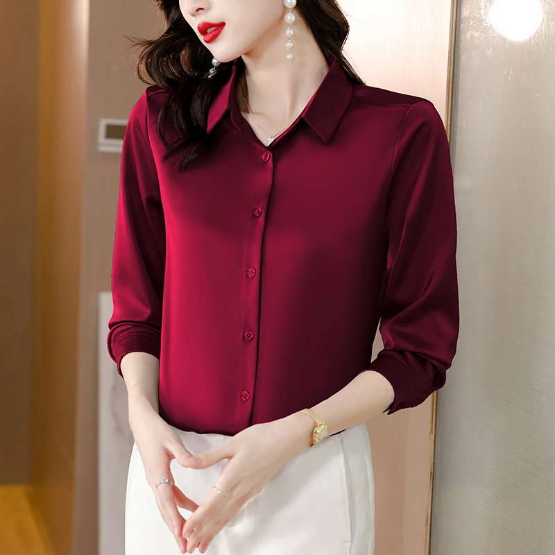 Top Trends: Spring New Shirts For Women Satin Long Sleeve Blouse Office Lady Fashion Shirts Silk Women Shirt OL Elegant Blouses Ladies Tops Shoppable Styles