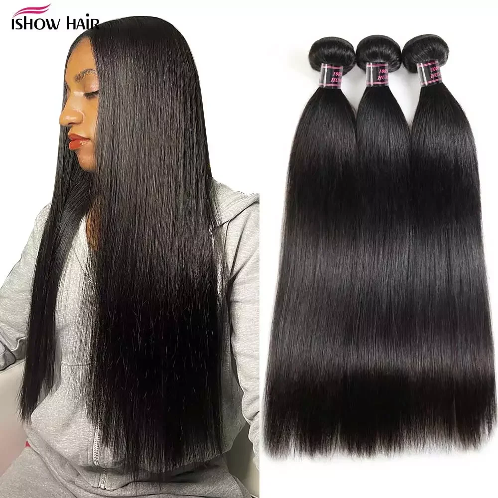 Top Trends: Ishow Straight Human Hair Bundles 28 30inch 1 / 3 / 4 Pcs Deals Sale For Women Brazilian Straight Hair Bundles Sew In Hair Bundles Shoppable Styles