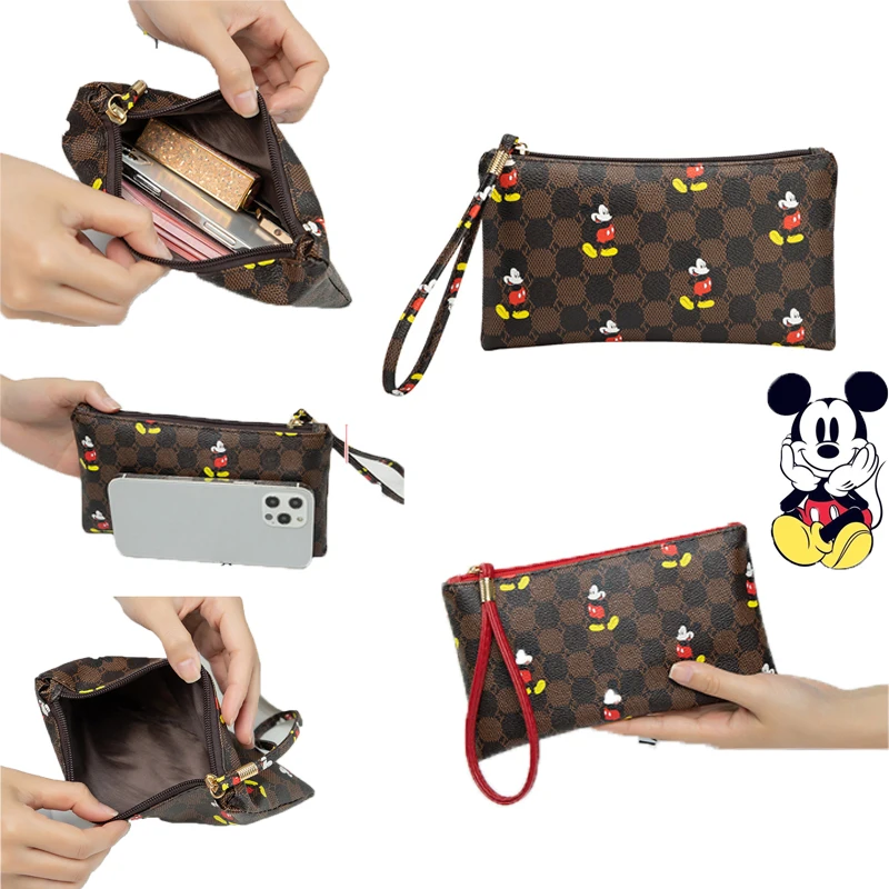 Top Trends: Mickey Long Wallet PU Material Leather Bag Disney Cartoon Print Retro Fashion Wallet Mobile Phone Zipper Bag Women&#039;s Clutch Bag Shoppable Styles