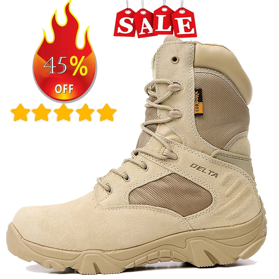 Top Trends: Military Tactical Mens Boots Special Force Leather Waterproof Desert Combat Ankle Boot Army Work Shoes Plus Size Hiking Shoes Shoppable Styles