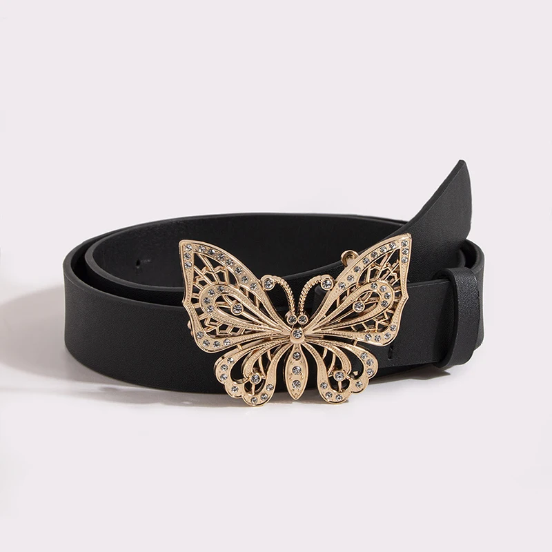 Top Trends: PU Leather Belt Waistband With Butterfly Buckle Black Waist Bands Fashion Cool Thin Belts For Women Luxury For Women Girl Friend Shoppable Styles - Image 3