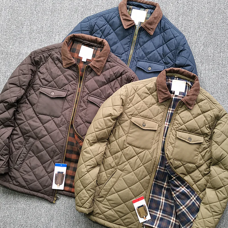 Top Trends: Cotton Scoop Neck Jacket Waterproof Pocket Cotton Coat Men&#039;s Winter Spring Checked Jacket Retro Casual Coat Men Coats Men Shoppable Styles