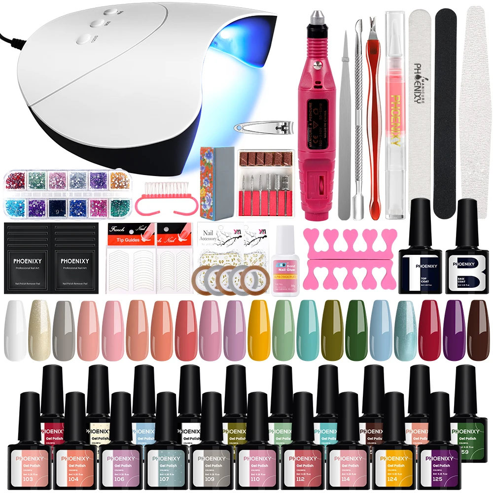 Top Trends: Manicure Tool Kit 36W UV LED Lamp Dryer With 20pcs Gel Nail Polish Kit Soak Off Varnish Electric Nail Drill Machine Nail Art Set Shoppable Styles