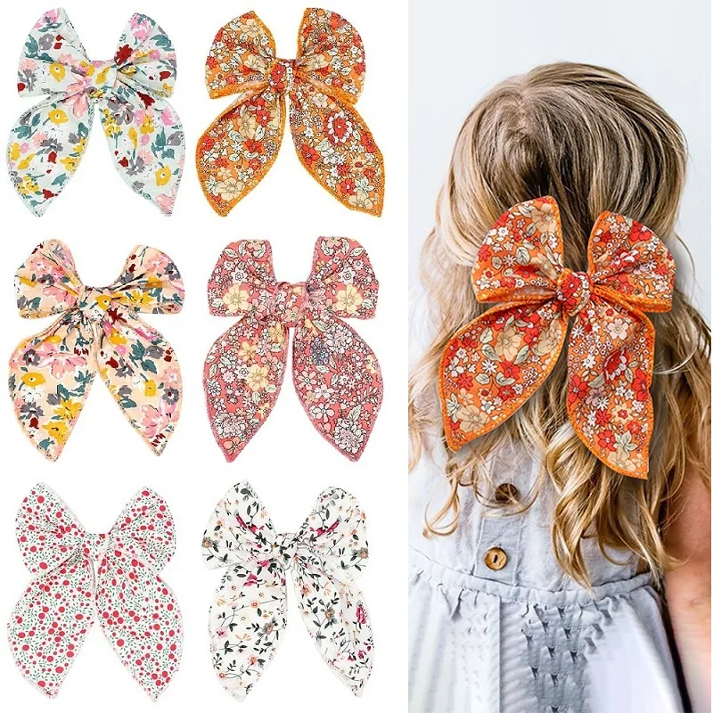 Top Trends: Elegant Floral Cotton Hair Bow Spring Hair Clip Fashion Print Hair Barrette For Women Girls Sweet Hairclip Hair Grip Accessories Shoppable Styles