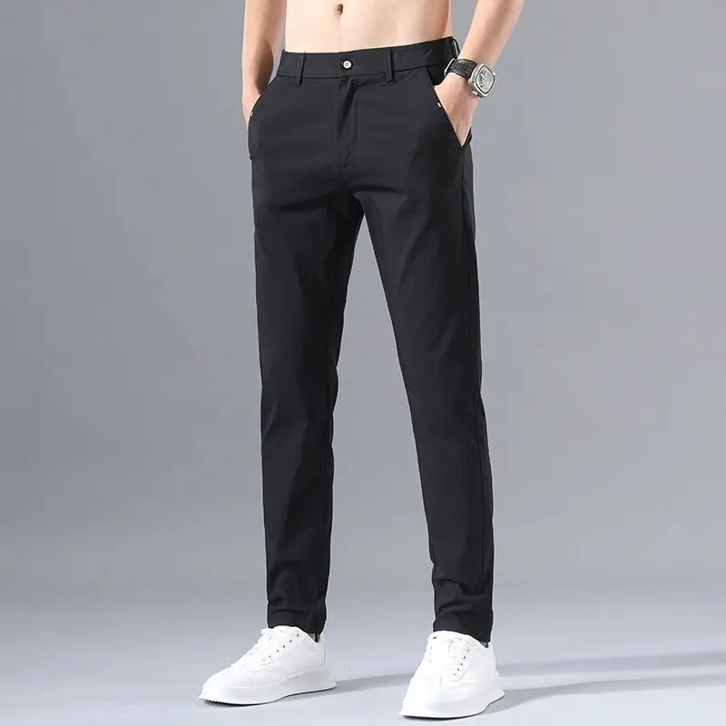 Top Trends: Summer KPOP Fashion Style Harajuku Slim Fit Trousers Loose All Match Thin Style Casual Pants Solid Button Straight Leg Pants Shoppable Styles - Image 2