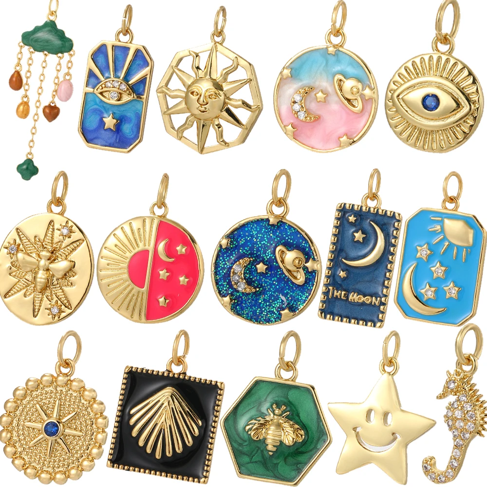 Top Trends: Bohemian Moon Star Charms Diy Earrings Necklace Bracelet Heart Dijes Evil Blue Eye Gold Color Charms For Jewelry Making Supplies Shoppable Styles