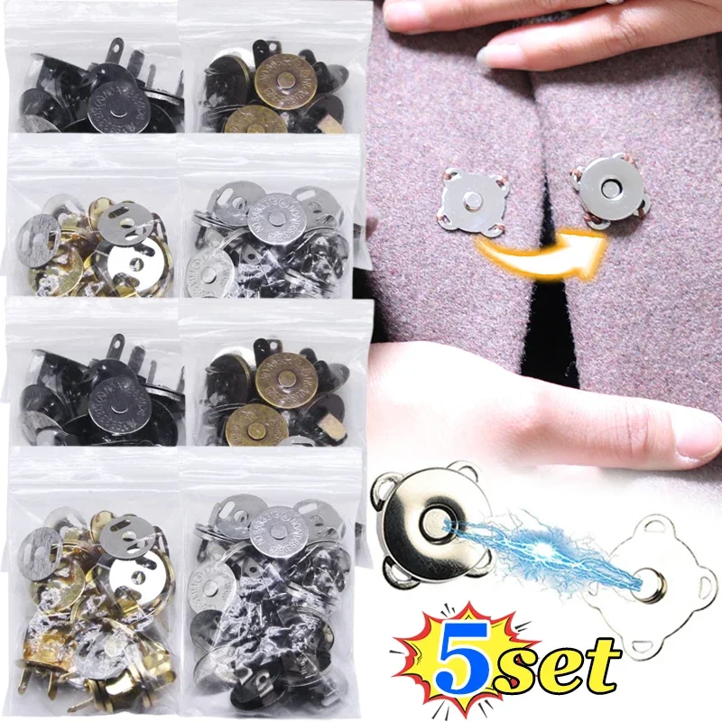 Top Trends: 5set 14 / 18mm Sew-on Metal Magnet Buckle Snap Fasteners Buttons Kits DIY Bag Parts Garment Accessories Materials Wallet Buckle Shoppable Styles