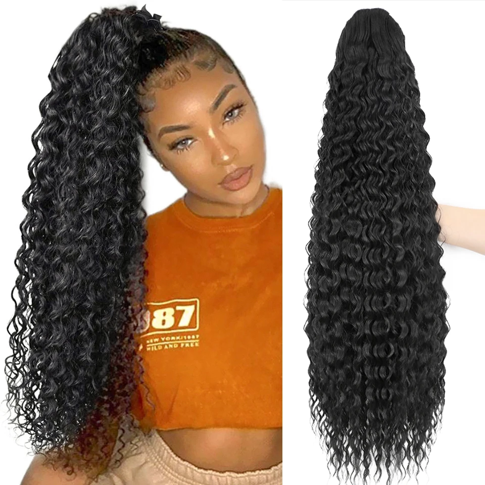 Top Trends: MONIXI Synthetic Long Kinky Curly Ponytail Synthetic Drawstring Ponytail Clip-In Hair Extension For Women Natural Looking Shoppable Styles