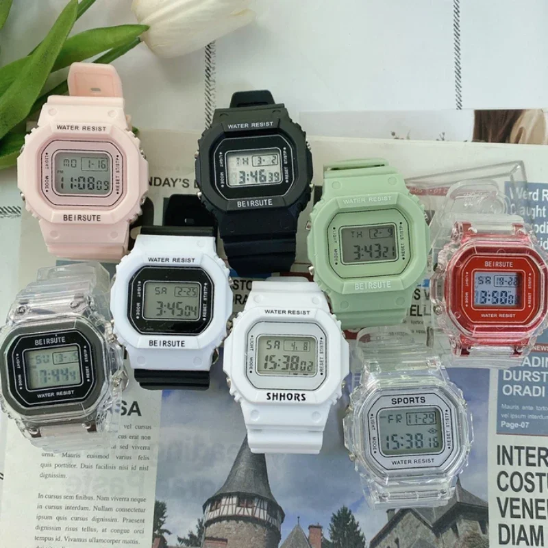 Top Trends: Digital Wristwatches Square Women Men Watches Sports Silicone Electronic Wrist Clock Kids Watch Reloj Mujer Clocks Dropshipping Shoppable Styles