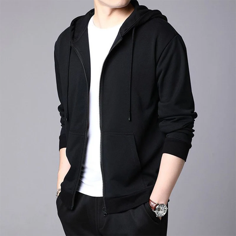 Top Trends: Autumn Winter Plus Velvet Fashion Harajuku Sweatshirts Men All Match Chic Tops Solid Zipper Pockets Outerwear Long Sleeve Hooded Shoppable Styles