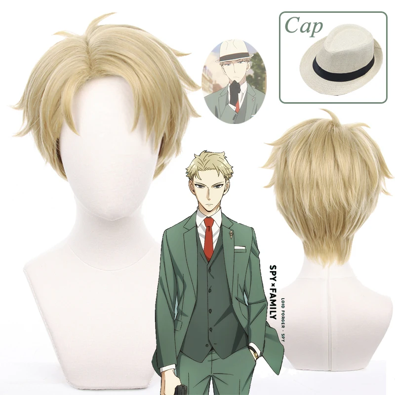 Top Trends: Anime Spy X Family Loid Forger Cosplay Wig Light Blond Short Heat Resistant Hair Anya Forger Father Wigs + Wig Cap + Hat Shoppable Styles