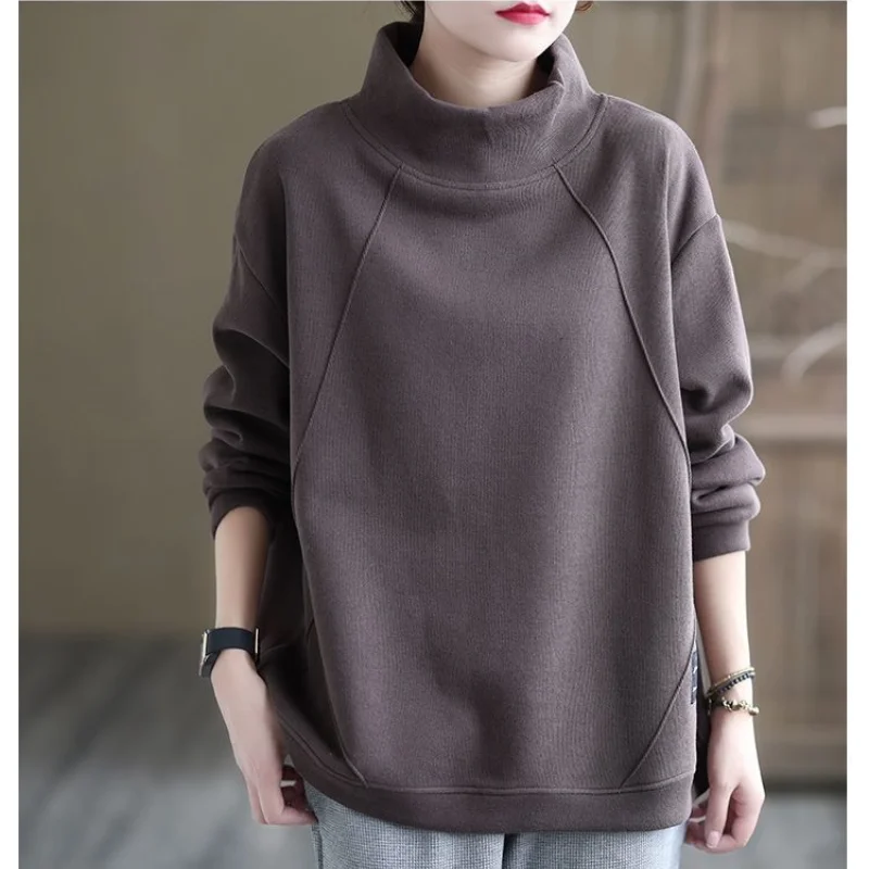 Top Trends: Fashion Versatile Women&#039;s Clothing Autumn And Winter New Half High Collar Long Sleeve Simplicity Commuter Solid Color Pullover Shoppable Styles