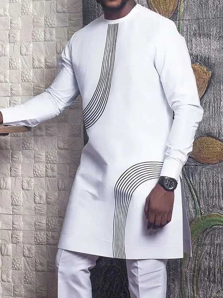 Top Trends: New In Dashiki African Printed White Ethnic Men&#039;s Suit 2 Piece Traditional Wedding Party Men&#039;s Clothing Outfit For Men Shoppable Styles