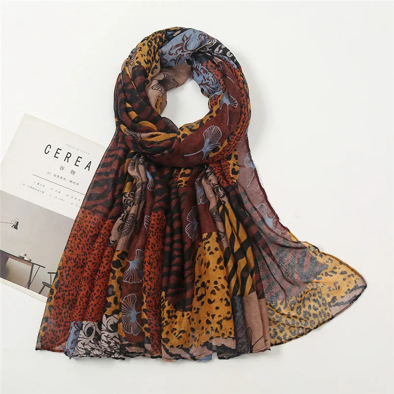 Top Trends: Autumn Fashion Aztec Retro Floral Patchwork Viscose Shawl Scarf Lady Print Soft Voile Wrap Pashmina Stole Muslim Hijab 180*85Cm Shoppable Styles - Image 2