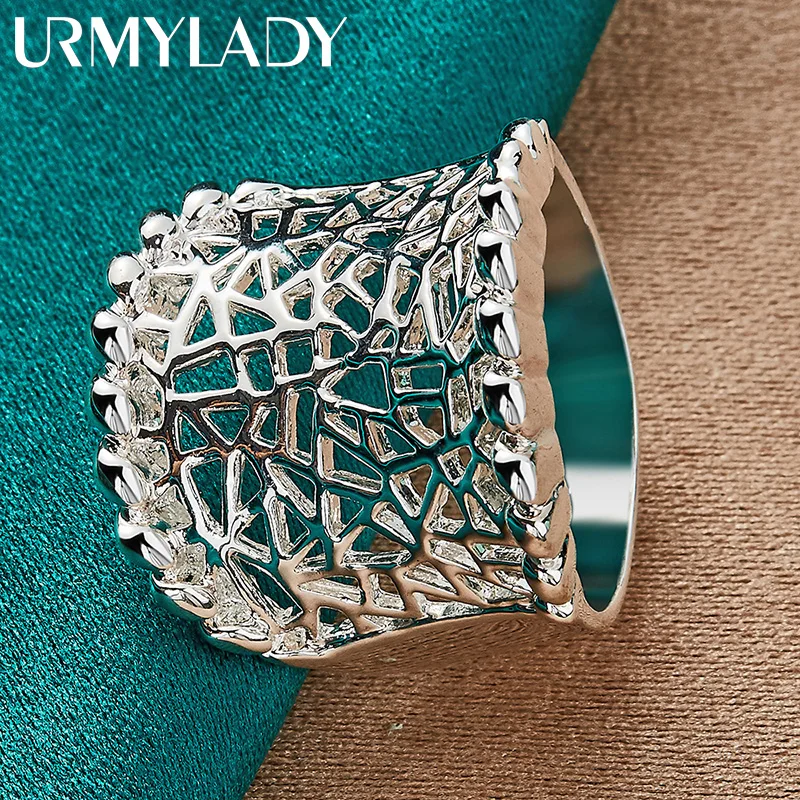 Top Trends: URMYLADY 925 Sterling Silver Concave Hollow 7-10 # Ring For Women Wedding Party Fashion Charm Jewelry Shoppable Styles