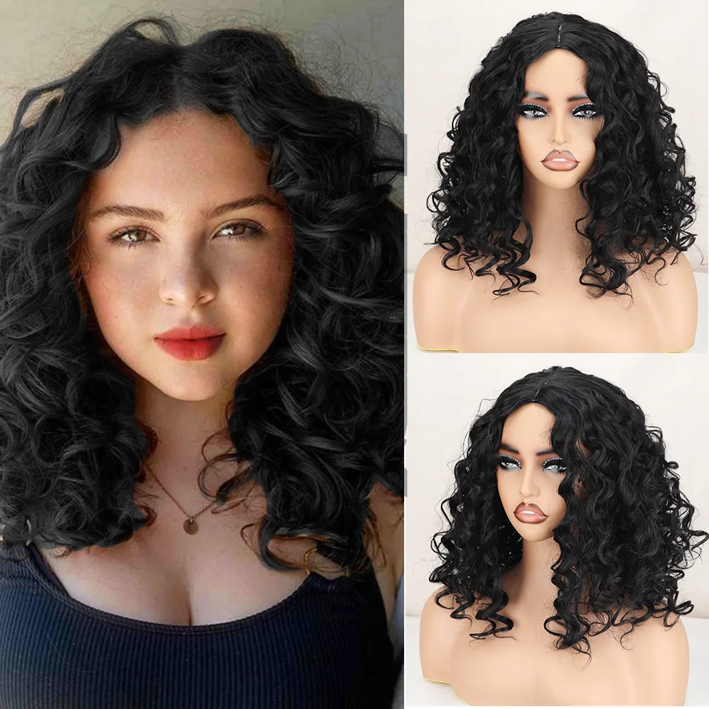 Top Trends: Short Hair Afro Kinky Curly Wig With Bangs For Black Women Cosplay Balck Wigs Shoppable Styles