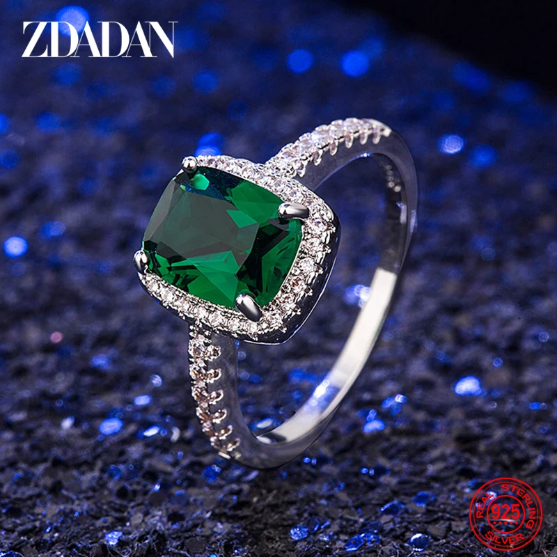 Top Trends: ZDADAN 925 Sterling Silver Vintage Emerald Rings For Women Wedding Engagement Jewelry Shoppable Styles