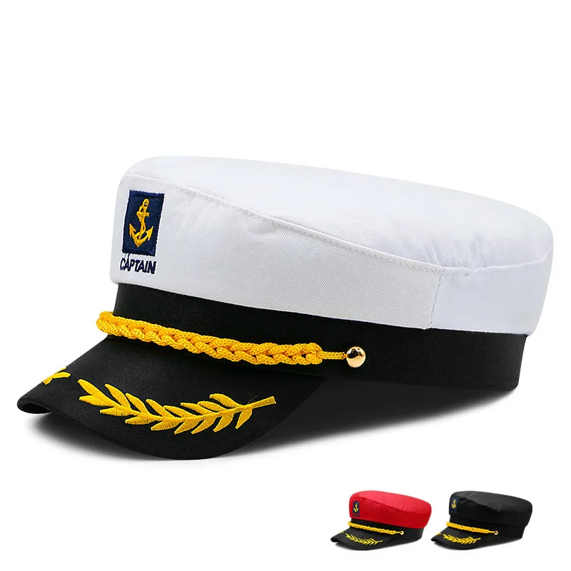 Top Trends: Captain Sailor Cap Wheat Embroidery Sub Cap Men And Women British Navy Cap Students Sunshade Flat Cap Caps For Men Shoppable Styles