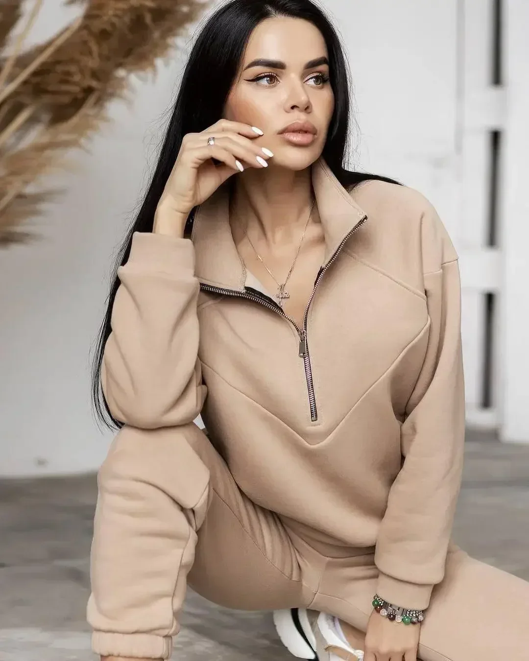 Top Trends: Spring Women Tracksuit Suit Long Sleeve Zipper Sweatershirt Pants Set Female Winter Warm Fleece Casual Fashion Sport Suit Lady Shoppable Styles