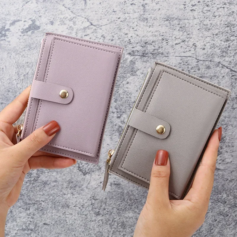 Top Trends: Women Wallets PU Leather Female Purse Mini Hasp Solid Multi-Cards Holder Coin Short Wallets Slim Small Wallet Zipper Hasp Shoppable Styles