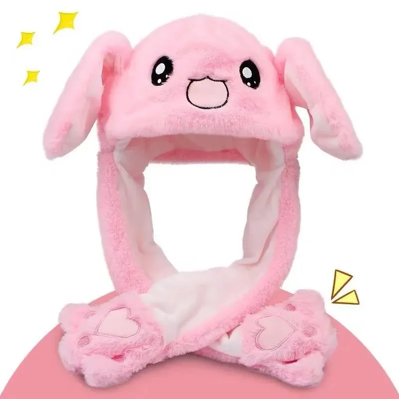 Top Trends: Cute Hats With Earflaps Rabbit Women Girls Hat Plush Moving Shine Bunny Ears Hat Movable Ears Toy Hat Children Hip Hop Toy Caps Shoppable Styles - Image 3