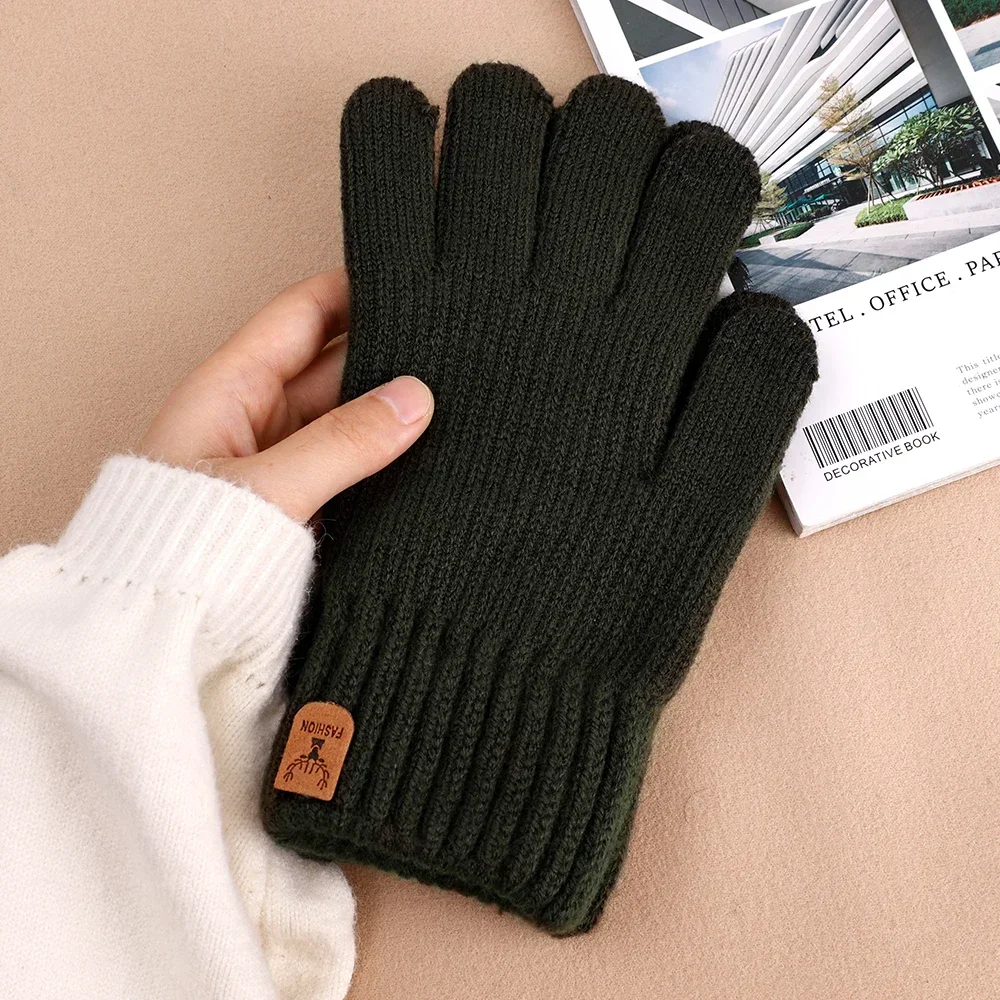 Top Trends: New Cashmere Gloves Winter Warm Five Finger Mittens Touchable Men Outdoors Skiing Cycling Motorcycle Cold-proof Fingering Glove Shoppable Styles - Image 5