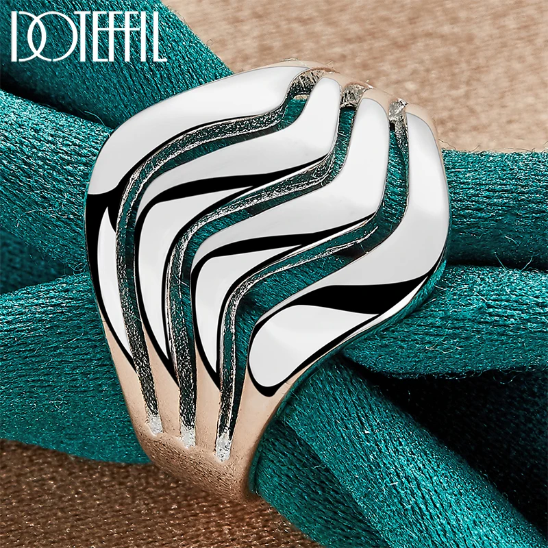 Top Trends: DOTEFFIL 925 Sterling Silver Four Lines Smooth Ring For Woman Man Fashion Wedding Engagement Party Gift Charm Jewelry Shoppable Styles