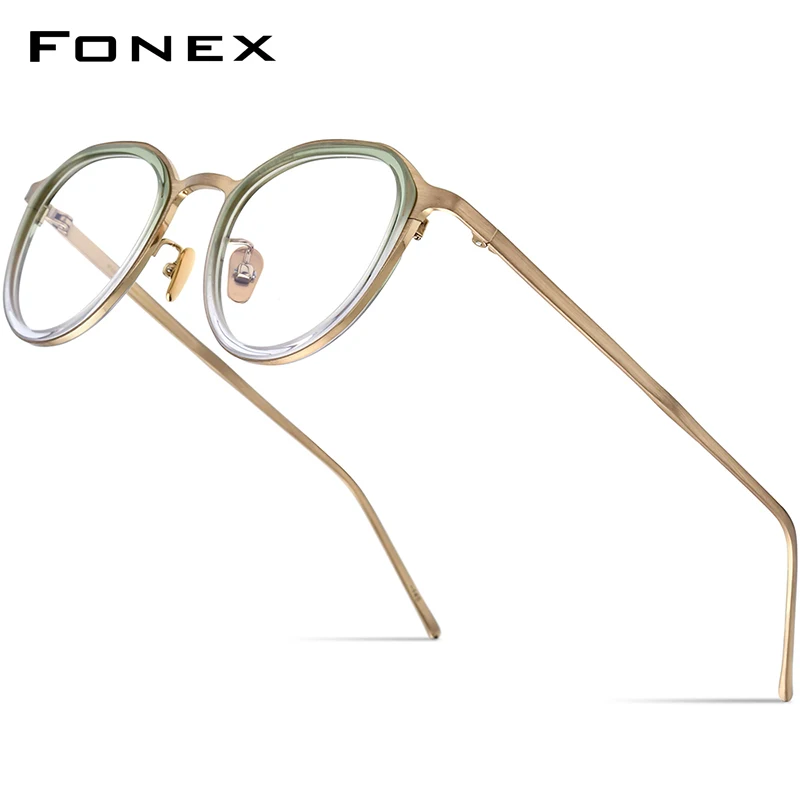 Top Trends: FONEX Acetate Titanium Glasses Frame Men 2023 Simple Retro Square Prescription Eyeglasses Women Myopia Optical Eyewear IE-011 Shoppable Styles