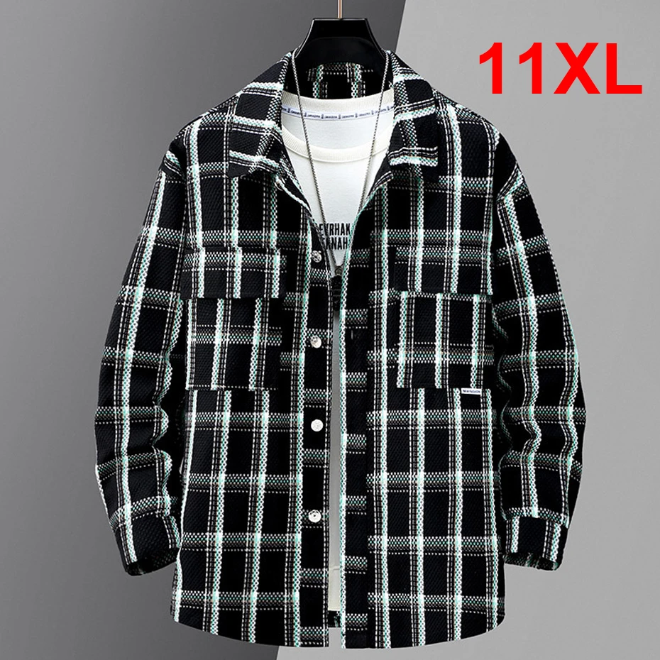 Top Trends: Plaid Jacket Men 10XL 11XL Plus Size Coats Jackets Spring Autumn Button Jacket Male Big Size 10XL Outerwear Vintage Casual Shoppable Styles