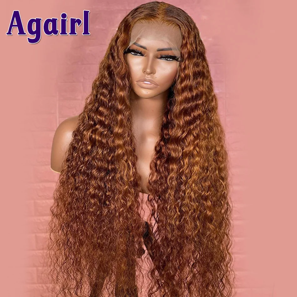 Top Trends: 32 Inch 200% Density Ginger Brown Water Wave Lace Frontal Wig Copper Brown Brazilian Virgin 13x4 13X6 Lace Front Human Hair Wigs Shoppable Styles - Image 6