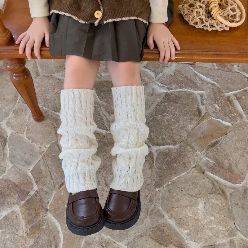 Top Trends: 1pair Winter Knit Lolitas Twist Leg Warmers Children Girl Boot Cuffs Knee Long Stockings Warm Boots Leg Elastic Heap Heap Socks Shoppable Styles