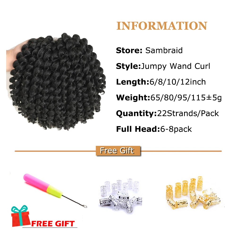 Top Trends: SAMBRAID Synthetic 8 Inch 22 Strands Jumpy Wand Curls Crochet Hair Jamaican Bounce Crochet Hair Curly Crochet Braids Hair Shoppable Styles - Image 2