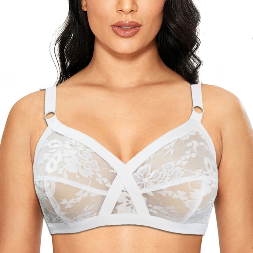 Top Trends: Big Bosom Bra For Women Lace Bralette Wireless Unlined Sexy Lingerie Female Underwear Full Cup Plus Size B C D DD E F Shoppable Styles