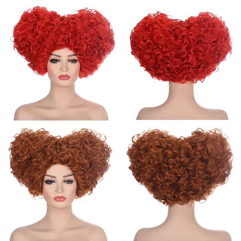 Top Trends: High Quality Alice Wonderland Red Queen Cosplay Wig Red Orange Styled Curly Hair Halloween Party Anime Role Play Wigs + Wig Cap Shoppable Styles