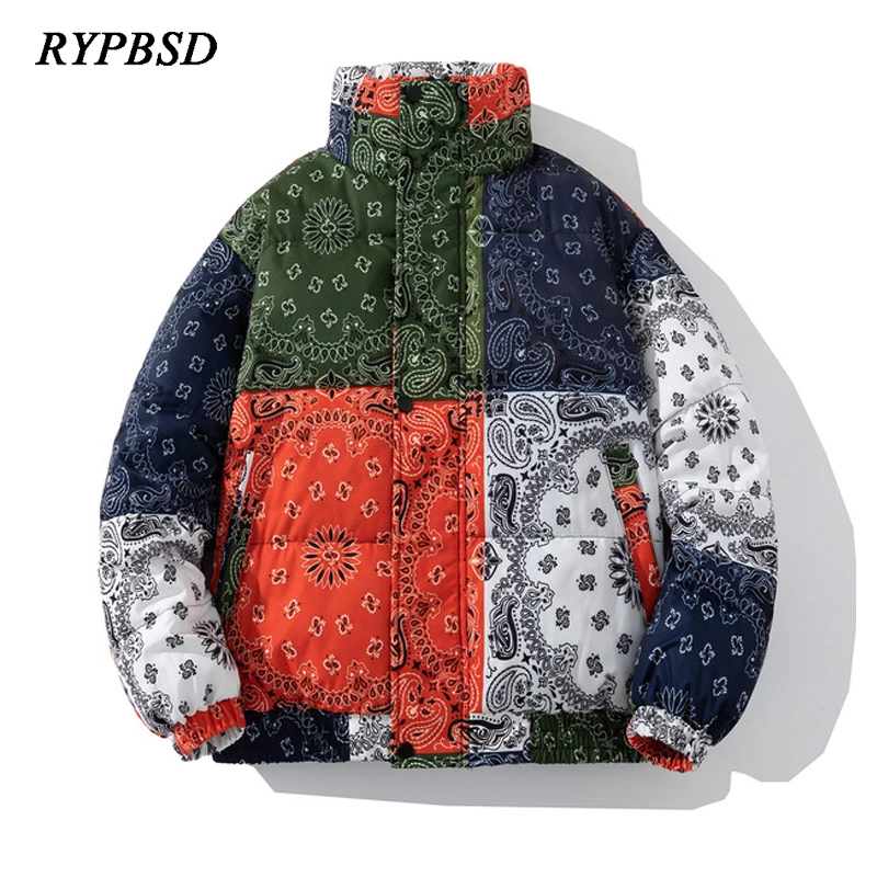 Top Trends: Bandana Puffer Jacket Men Winter Parka Brand Fashion Warm Windproof Paisley Padding Casual Zipper Harajuku Bandana Bubble Jacket Shoppable Styles