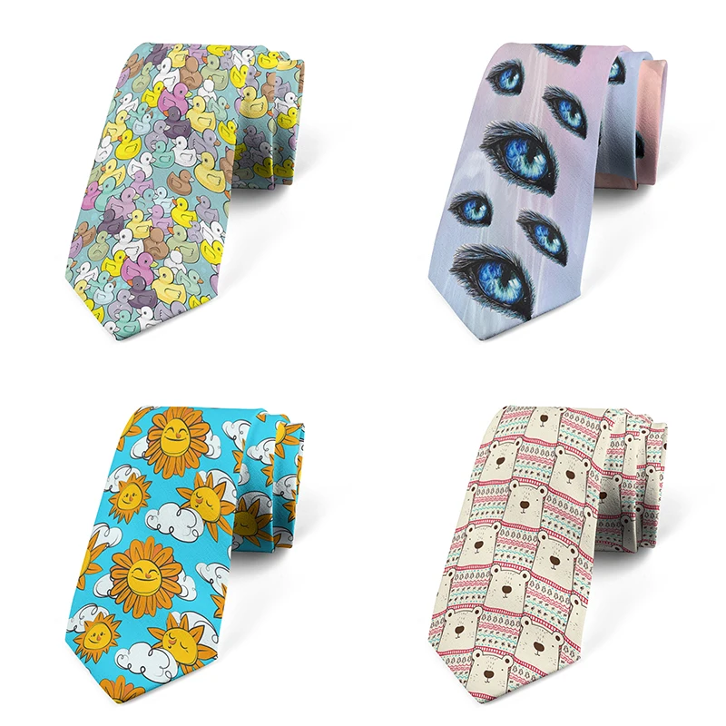 Top Trends: Cartoon Bear Duck Pattern Printed Tie Ladies New Fashion Casual Men's Tie 8 Cm Wide Tie Wedding Party Accessories For Neutral Shoppable Styles