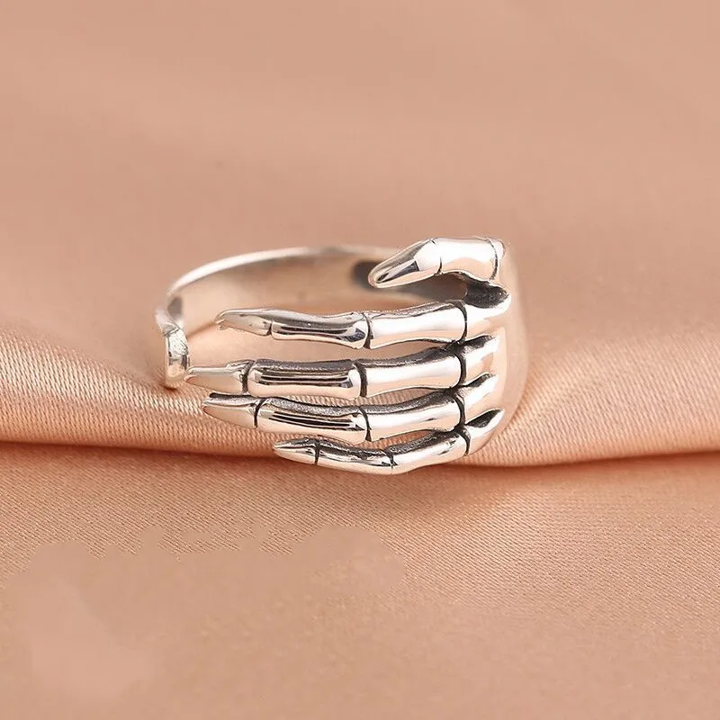 Top Trends: 925 Sterling Silver Skeletal Hand Open Rings For Women Party Luxury Designer Jewelry Christmas Accessories Shoppable Styles