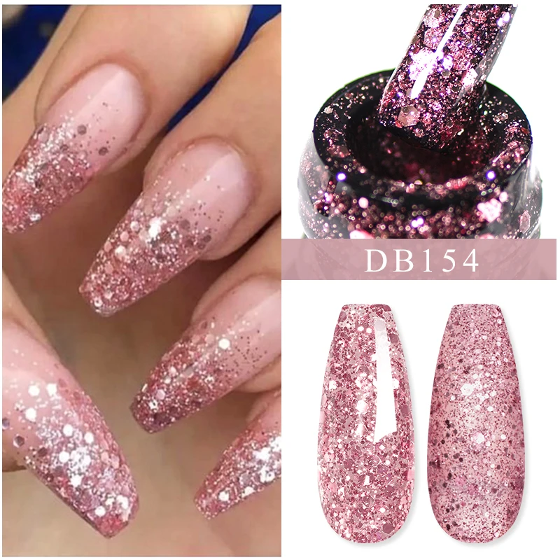 Top Trends: Mtssii 6ml Glitter Sequins Gel Nail Polish Nails Semi-permanent Varnishes Uv Nail Glitter Gel For Manicure Base Uv Coat Nail Art Shoppable Styles