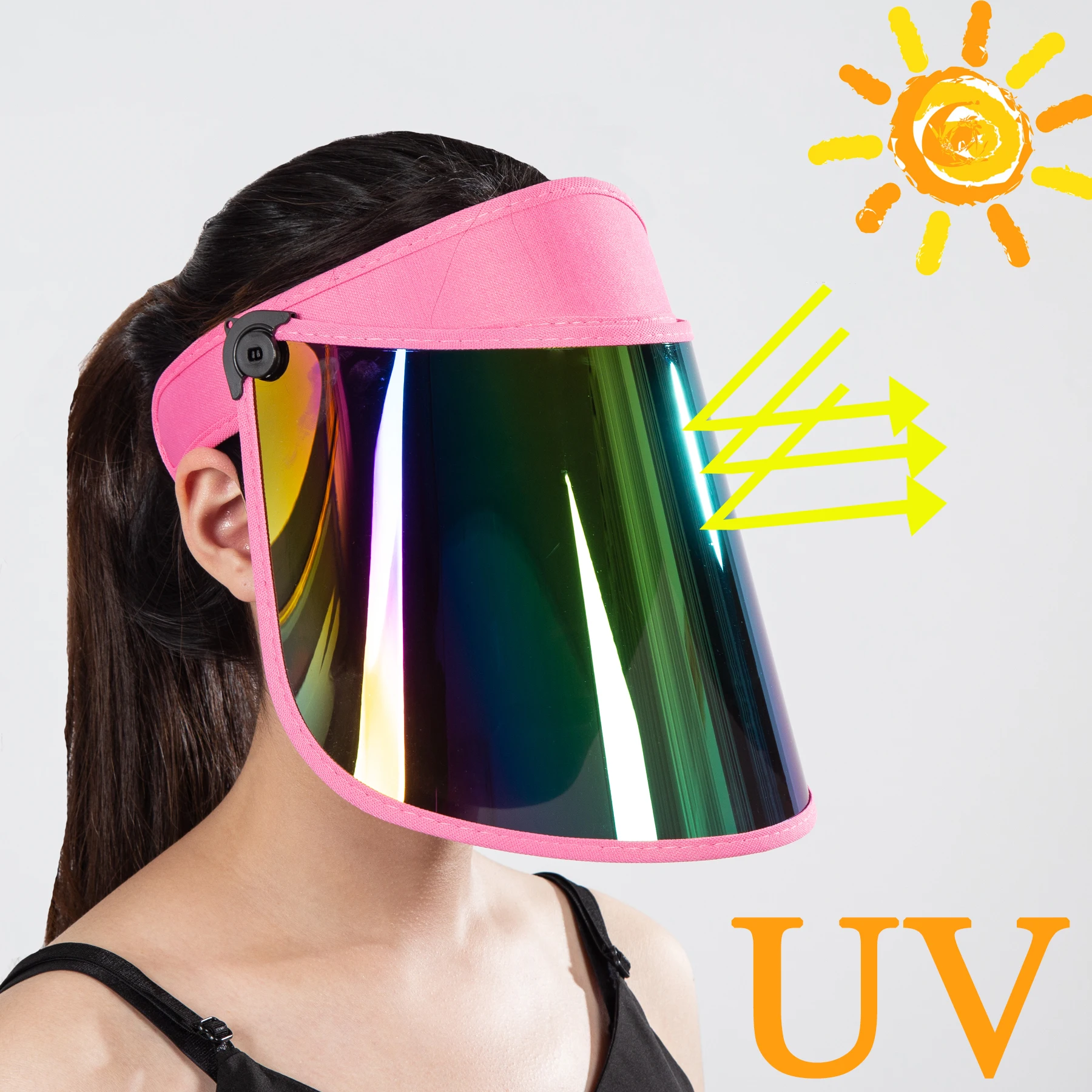 Top Trends: Large Brim Women&#039;s Baseball Cap Reflective Iridescent Rainbow Clear Visor Woman Uv Protection Adjustable Summer Hats Cover Playa Shoppable Styles