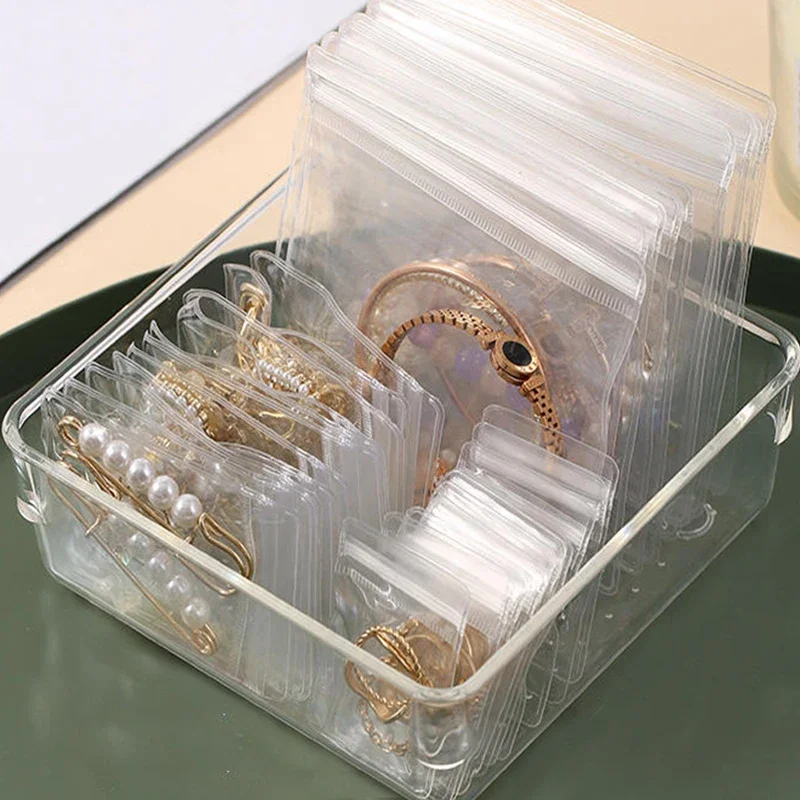 Top Trends: Anti-Oxidation Jewelry Storage Box Desktop Drawer Organizer Transparent Necklace Bag Storage Bracelet Ring Holder Zip Lock Shoppable Styles