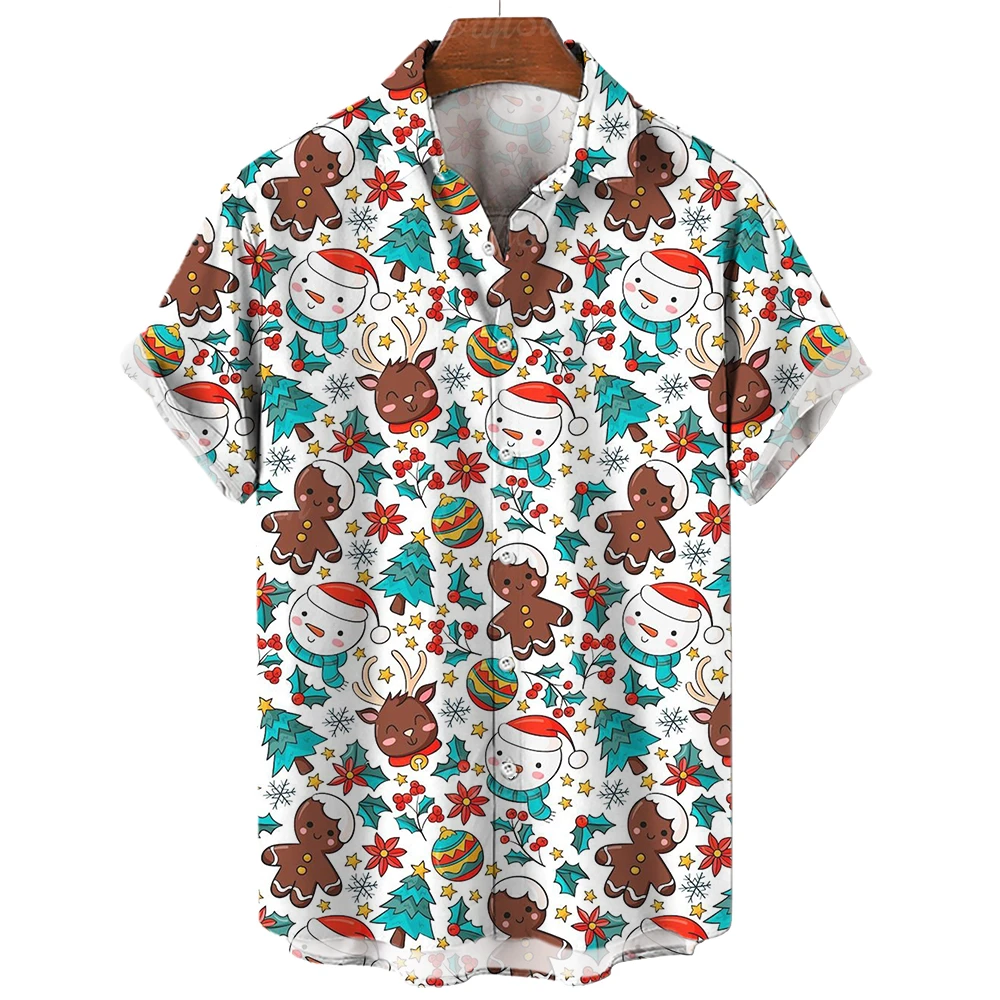 Top Trends: Christmas Shirt For Men 3d Snowman&amp;Gingerbread Man Print Street Designer Short Sleeved Loose Oversized Shirt Hawaiian Sweatshirt Shoppable Styles