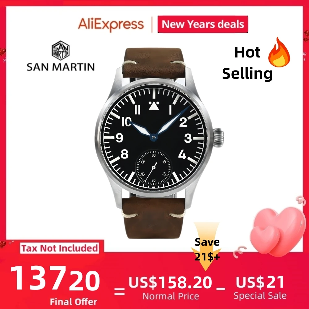 Top Trends: San Martin 41mm Retro Pilot Watch For Men Mechnical Wristwatch NH35 ST3621 100 Meters Military Quality Timepiece Lume SN0117G Shoppable Styles