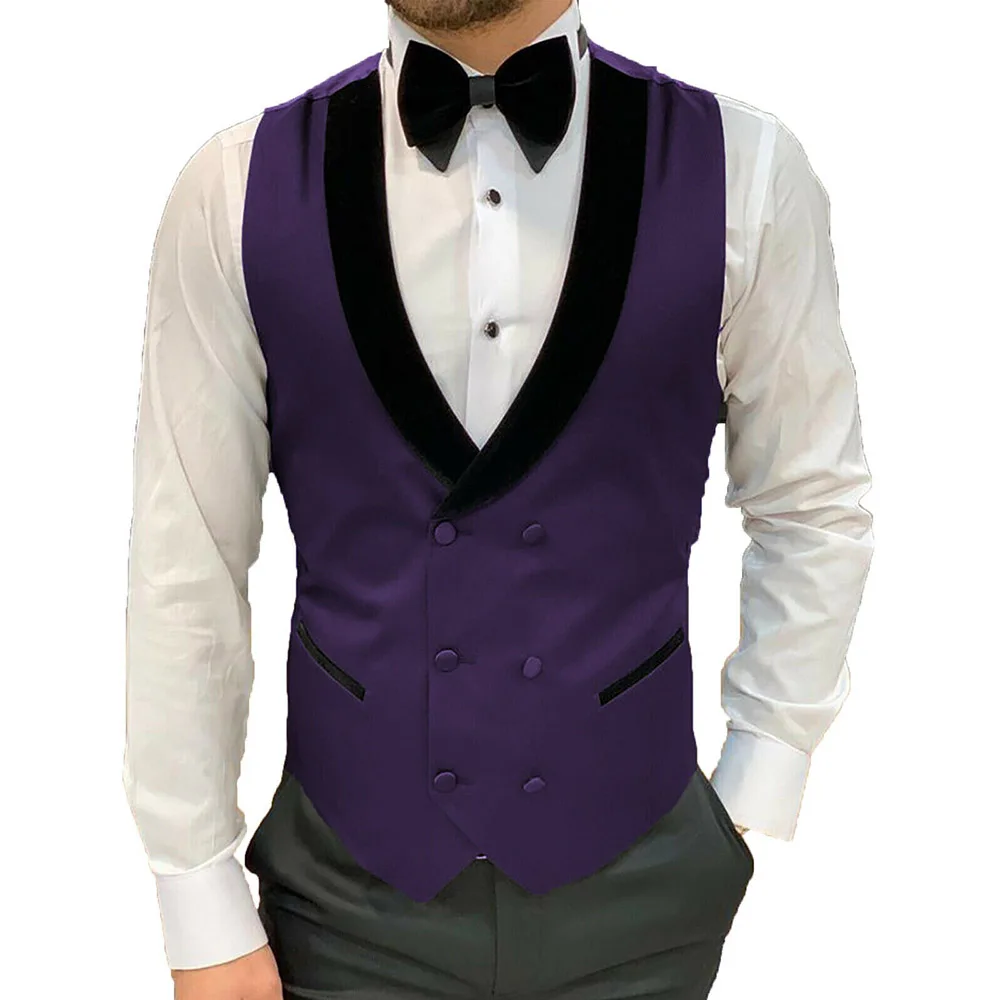 Top Trends: Vest For Men Blazer Purple Double Breasted Balck Shawl Lapel Slim Fit One Piece Chaleco Hombre Colete Masculino Steampunk 2024 Shoppable Styles