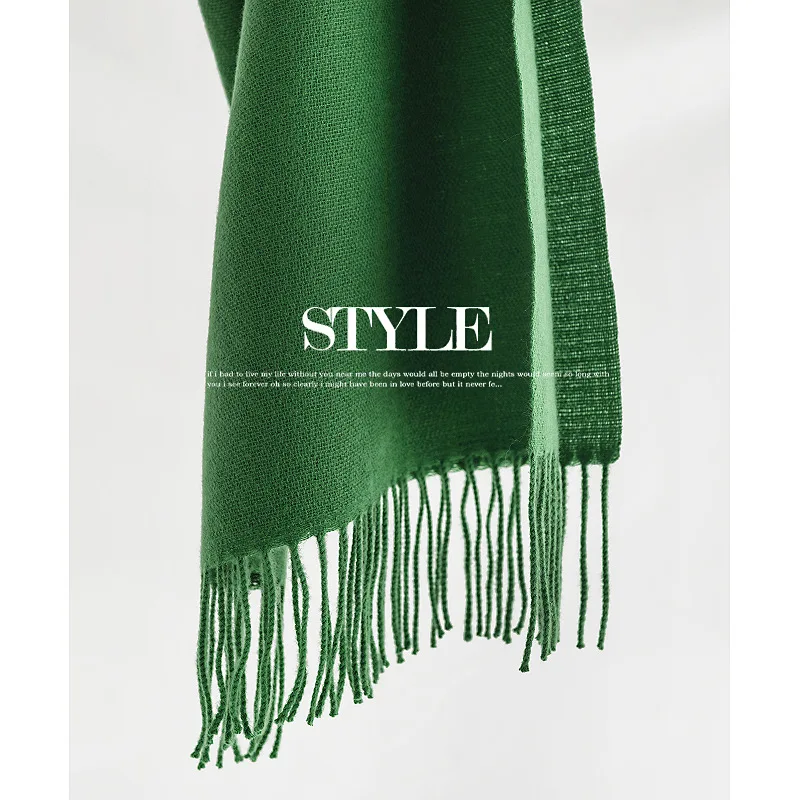 Top Trends: Winter Fashion Trend Versatile Solid Color Women's Scarf Imitation Cashmere Tassel Thickening Warm Neck Protection Elegant Shawl Shoppable Styles - Image 2