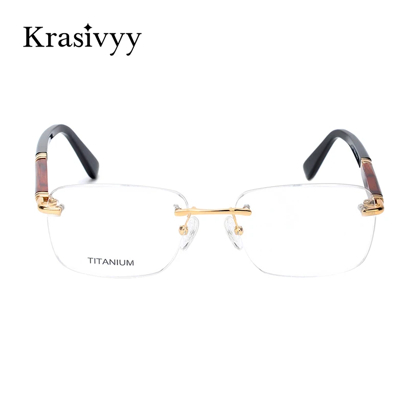 Top Trends: Krasivyy Rimless Wooden Glasses Frame Men Light Weight Optical Eyeglasses Frame Prescription Myopia Spectacles Titanium Shoppable Styles - Image 2